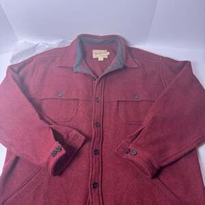 Woolrich Heavyweight Wool Blend Flannel Shirt Jacket Burgundy Red Mens XXL